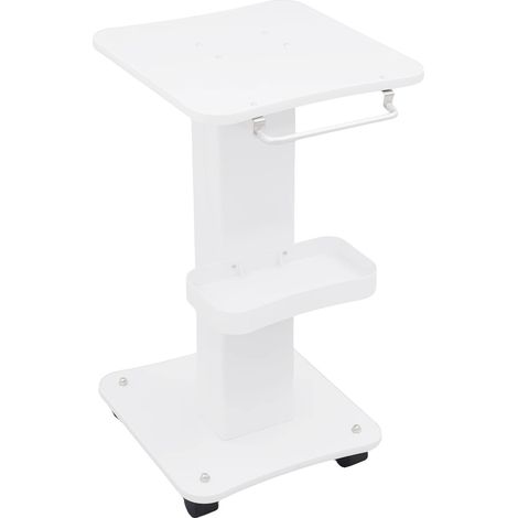 Chariot de Salon, Chariot Utilitaire Roulant, Plateau Amovible, Blanc (1/2)
