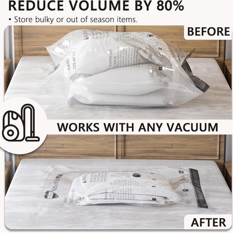 10 Jumbo Vacuum Storage Bags with Electric Pump, Travel Clothes Space Saver Bags, Compression Airtight Seal Bags for Clothing, Pillows, Comforters, Blankets(80 x 100 CM) - 2