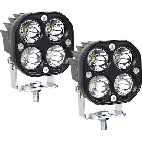 (2PCS) Phare de Travail LED Tracteur 7.6cm 3'' 40W Blanc Projecteur LED 12V 24V Etanche IP67 Feux Antibrouillard LED pour 4x4 Voiture Camion SUV Bateau Carré (1/5)