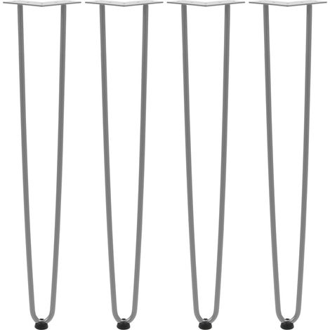 Zelsius 4er Set Hairpin Legs, 71 cm, grau, 2 Streben Tischbeine
