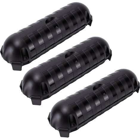 Boîtes de jonction étanches pour rallonges électriques extérieures avec couvercles de sécurité et fermetures étanches pour câbles d'éclairage, noir, lot de 3 (1/5)