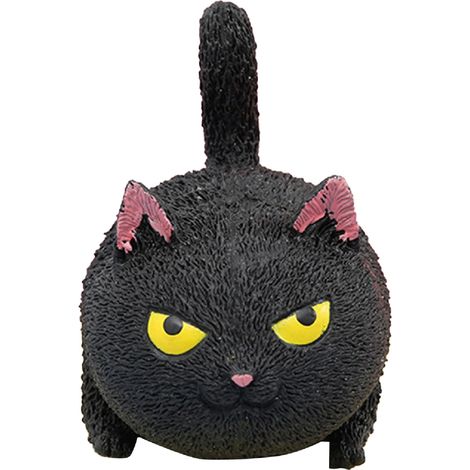 Balle anti-stress chat mignon noir, jouet décompression pour enfants et adultes, forme de chat adorable, soulage le stress, idéal pour la main (1/5)