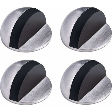 4-Piece Door Stop, Stainless Steel Door Stop, Self-Adhesive Door Stop, Floor Door Stop, Rubber Door Stop, Half Moon Door Stop, for Home and Office YMYNY (1/4)