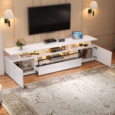 TV Möbel Sideboard Aufbewahrung 180 cm Weiß HAVRYA (1/5)