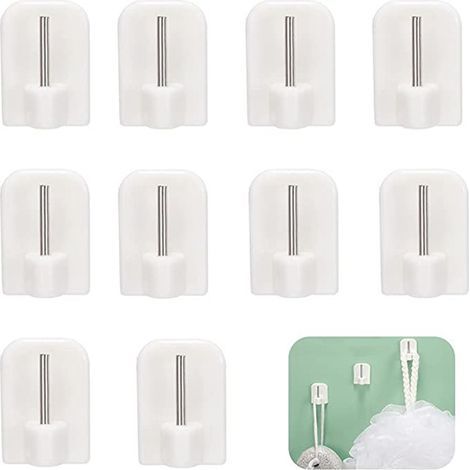 Set mit 10 weißen, spurlos entfernbaren Haken für Zuhause, 24 x 17 mm (1/5)