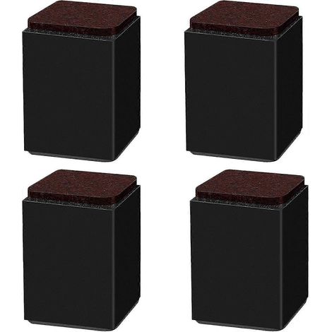 Pieds de support noirs de 10 cm pour meubles - 4 patins de surélévation auto-adhésifs en acier au carbone, compatibles avec les lits, les tables et les armoires (1/5)