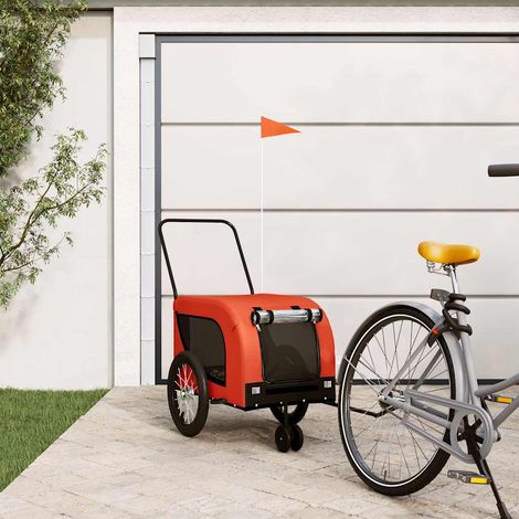 Remorque vélo pour animaux, tissu Oxford, orange et noir, 45 kg, 125 x 63 x 66 cm - PANGIVO (1/5)