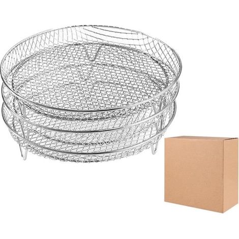 Support de friteuse à Air, 3 pièces, Panier à friture, Support à Toast, Accessoires de friteuse à Air, Plateau de, Rond 20cm (1/4)