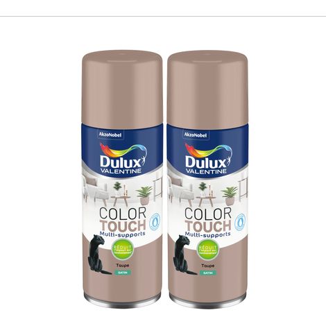 Lot de 2 - Peinture aérosol Color Touch Multi-Supports - Satin Taupe 400 ml - Dulux Valentine