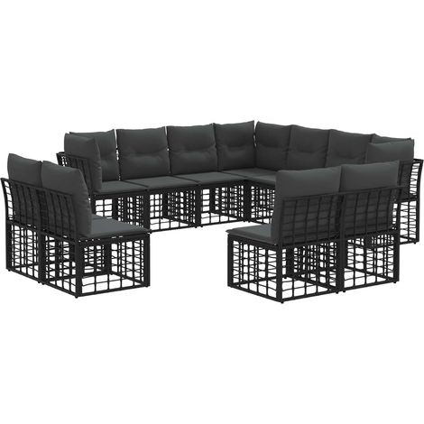Maison Exclusive - Set di divani da esterno Nero Poliestere