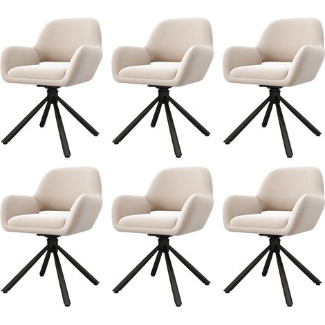 Esszimmer-Set mit ausziehbarem weißem Tisch und 6 Samtstühlen (1/5)