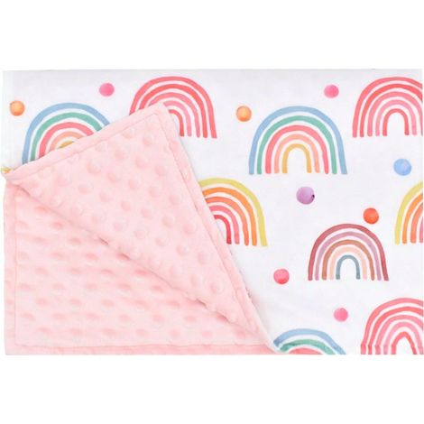 Couverture Bébé Arc-en-Ciel 72x100 cm, Peluche Douce avec Envers Pois, Confortable pour Nouveau-né et Tout-Petit, Rose Poudré (1/4)