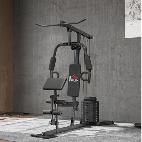 Kraftstation 180x108x200 cm en acier noir, modulable pour entraînement complet FLORAGRACE (1/5)
