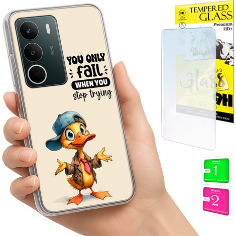 Funda para Realme C71 con foto, cubierta trasera con gráficos de gatito + cristal 9H Funda para Realme C71 con foto, cubierta trasera con gráficos de pato + cristal 9H