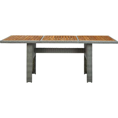 Table de jardin Table d'appoint, Table de Balcon, Gris clair Résine tressée et bois d'acacia OIB5796E (1/5)