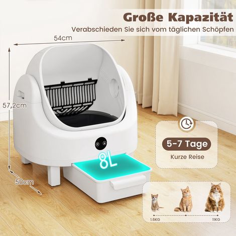 Lettiera per gatti autopulente con controllo tramite app e funzione di controllo degli odori.