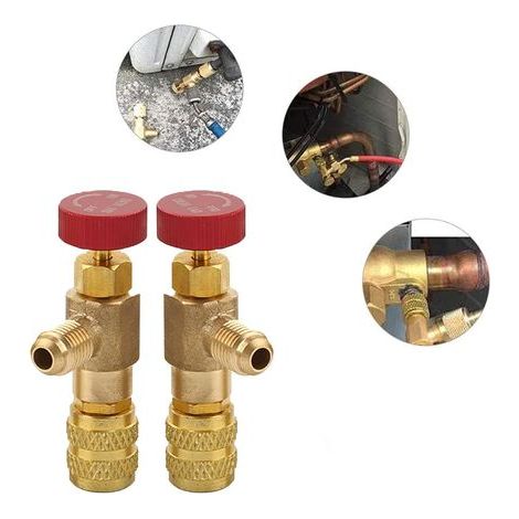 2 Pièces Soupape de Sécurité Liquide Adaptateur, Soupape de Sécurité R410A R22, Vanne de Régulation de Réfrigérant, Vanne de Refroidissement Climatisation, for Air Conditioning Flow Valves (1/5)