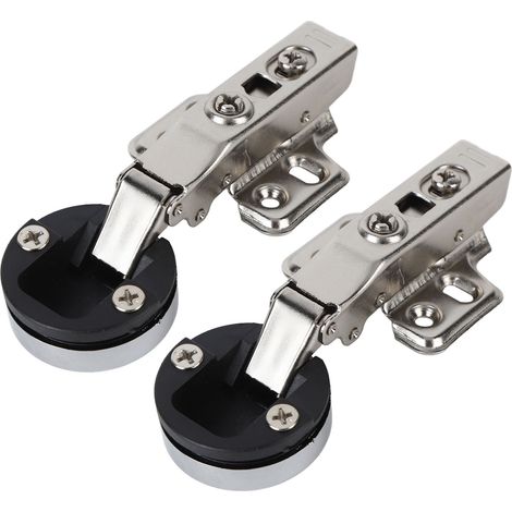 Ensemble de 2 charnières en acier inoxydable 201 pour porte vitrée d'armoire, amortisseur de porte vitrée 35, bras droit, recouvrement total 18 mm (1/5)