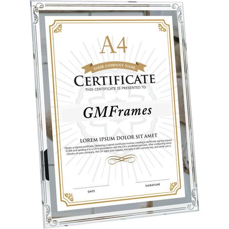 Cadre photo A4 en verre pour diplôme - Cadre pour documents, certificats - Cadre mural et de table (1/5)