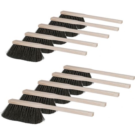 BRB Lot de 10 balayettes avec long manche en bois Arenga