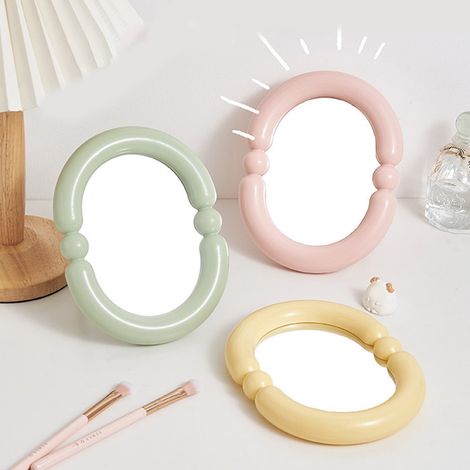Miroir De Table - Ronde 18 X 13 2 Cm - En Plastique - Pour Maquillage Bureau Chambre Salle De Bain - 1 Pièce (1/5)