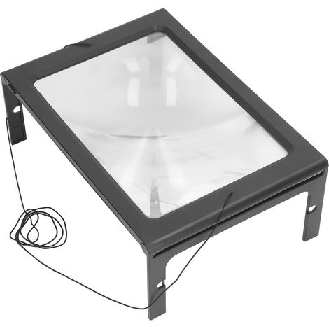 Loupe rectangulaire mains libres 2,5x avec éclairage LED, pliable, USB, pour lecture et travaux de précision, verre grossissant lumineux de bureau, 12 LED intégrées (1/5)