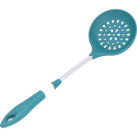 Set mit 2 Küchenutensilien aus Silikon und Edelstahl: flexibler, antihaftbeschichteter Pfannenwender, Suppenlöffel, Schaumlöffel – Grün (1/5)