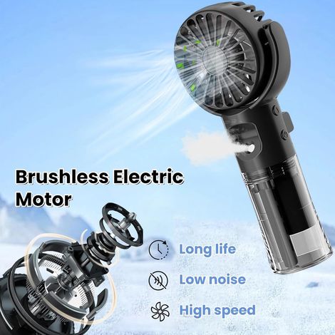 Ventilatore a mano, mini ventilatore portatile con nebulizzatore d'acqua, ventilatori ricaricabili tramite USB con 4 velocità, piccolo ventilatore da scrivania leggero, ventilatori di raffreddamento d (1/5)