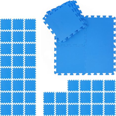 Relaxdays Floor Mat, 48 Protective Tiles, Sports & Fitness Equipment, Bordered, EVA, Surface 4.32m², WxD 30x30 cm, Blue