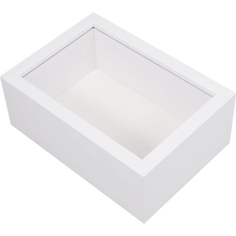 Cadre d'Exposition en Bois 3D Profond 5 CM avec Vitre en Verre, Boîte Blanche pour Médailles et Photos, Vitrine Murale pour Collection 10X15 CM (1/5)