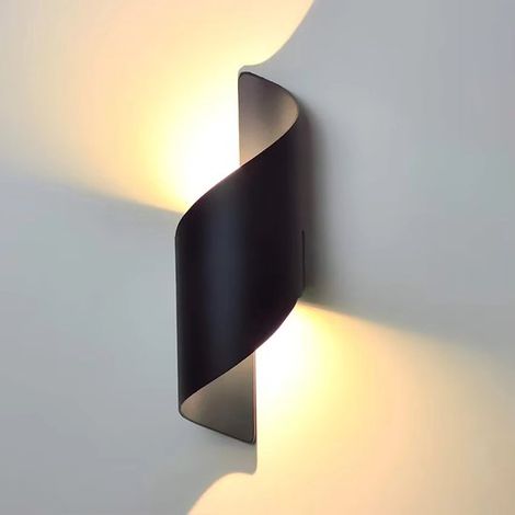 1 x 10W Wandleuchte - Moderne Wandleuchte für den Innen- und Außenbereich - LED-Wandbeleuchtung - Wasserdichte Wandleuchte - Für Garten, Wohnzimmer, Badezimmer, Schlafzimmer - Schwarz (warmweiß)