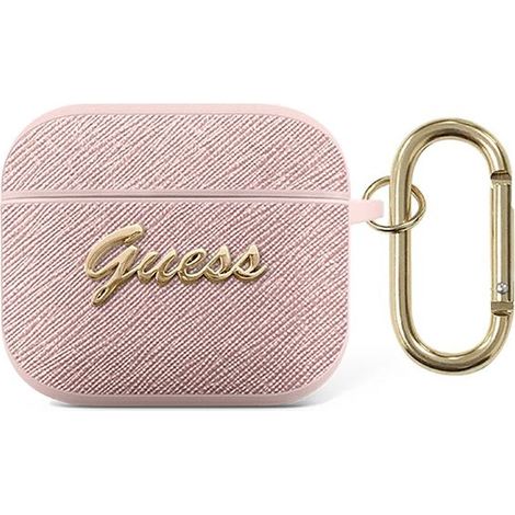Funda Guess GUA3SASMP para AirPods 3, color rosa/rosa, colección Saffiano Script Metal