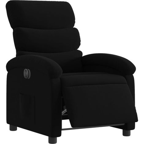 Poltrona relax TV con comodissima funzione reclinabile elettrica in tessuto nero DEC028508