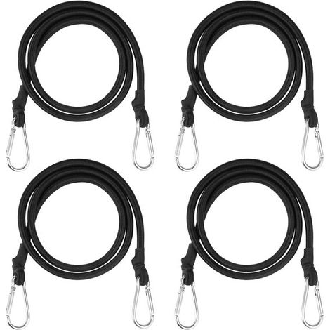 Cordon élastique de 1 mètre avec mousqueton, 4 cordons élastiques extra-résistants avec mousquetons, bande élastique avec mousqueton, bandes noires résistantes, pour C (1/5)