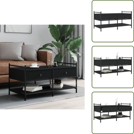 Couchtisch Schwarz 99x50x50 cm Holzwerkstoff - Couchtisch - Wohnzimmertisch - Holzt Tisch - Schwarz - Stauraum (1/5)