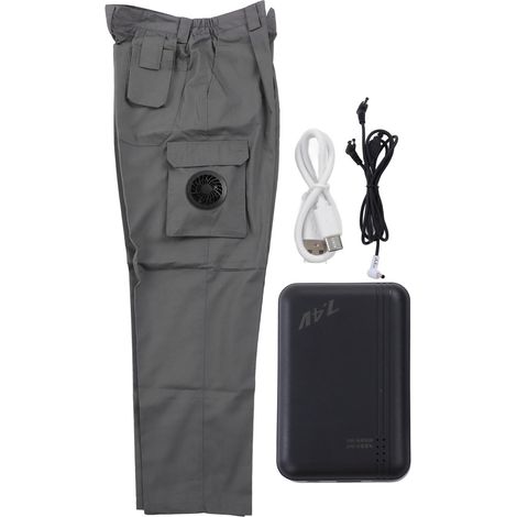 Pantalon ventilateur été rafraîchissant climatisation, gris clair XXL, anti-chaleur travail extérieur chantier construction (1/5)
