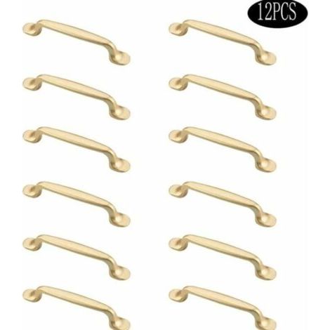 Pair Lntyq Poignées de Meuble Dorées, Lot de 12 Poignées pour Armoires et Tiroirs de Cuisine, Chambre, avec Vis de Montage