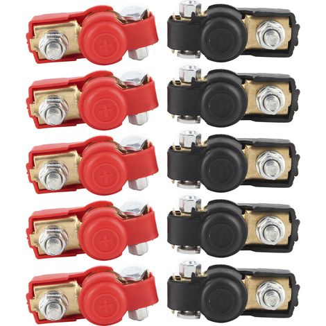 10 connecteurs à pince pour bornes de câble de batterie automobile, courant élevé, bornes positives et négatives universelles. (1/5)
