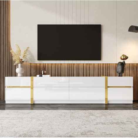 Mobile TV 180x40x38 cm bianco in MDF e PB - 4 cassetti e 2 ante (1/5)