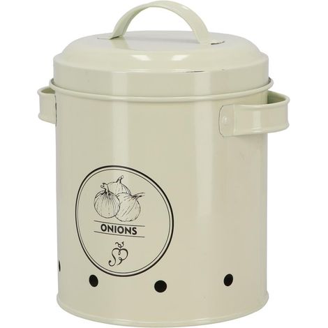 Contenitore vintage per cipolle color crema (1/5)