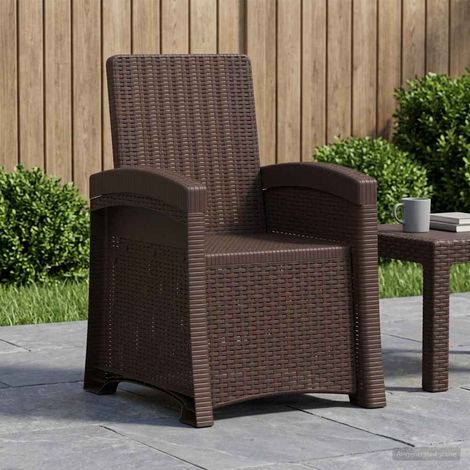 vidaXL Sedia da giardino reclinabile effetto rattan Marrone PP (1/5)