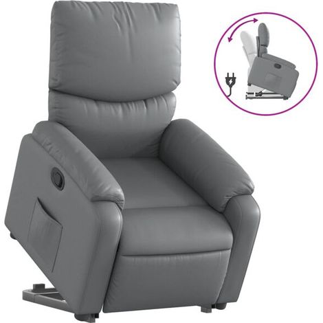 Fauteuil inclinable en similicuir gris (1/5)