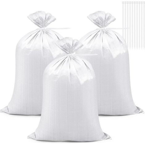 Packung mit 20 Sandsäcken 55 × 90 cm, hochfeste, gewebte Kiessäcke, robuste Sandsäcke, für Bauarbeiten, Gartenabfälle und Hochwasserschutz (bl (1/5)