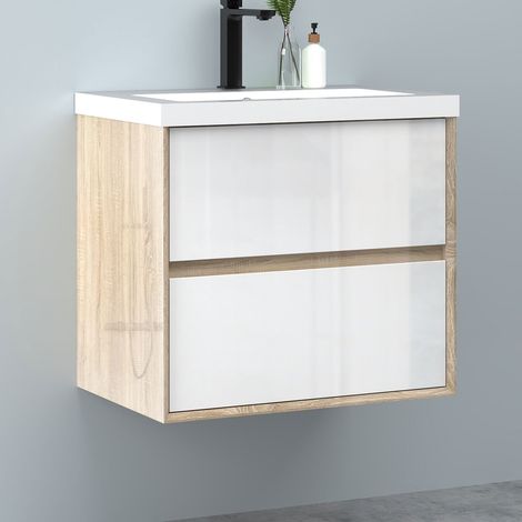 Biubiubiubath 600mm Bathroom Vanity Units with Basin 2 Soft-clsoe Drawers Storage Cabinet