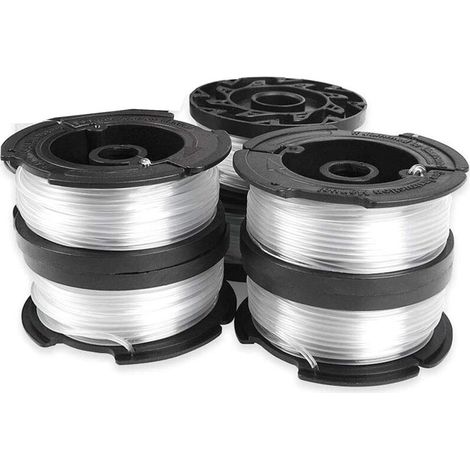 Bobine de fil réfléchissant Black+Decker pour débroussailleuses, bobine transparente réfléchissante, 6 bobines, 1 couvercle de bobine, 1 ressort (1/4)