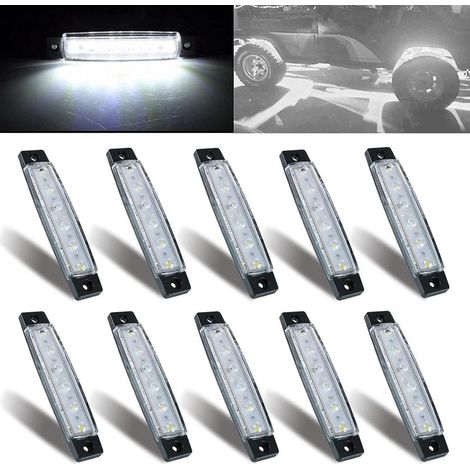 10 Pack Trailer Side Marker Lights, 24V LED Rock Lights Chassis Car Neon Decorative Lights Universal Waterproof, Truck, Bus (White) (1/5)