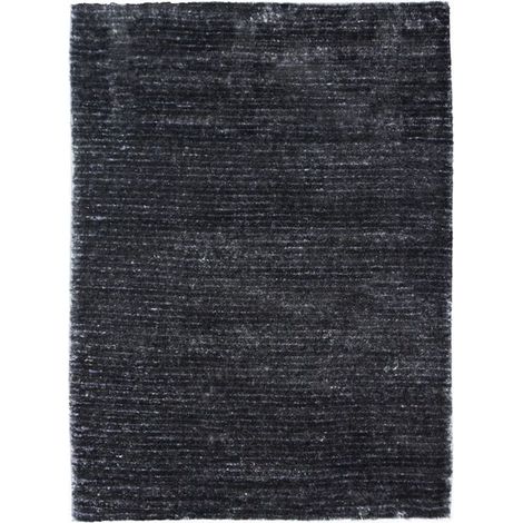 VIKING - Tapis à poils longs effet soyeux gris anthracite 120x170 (1/3)
