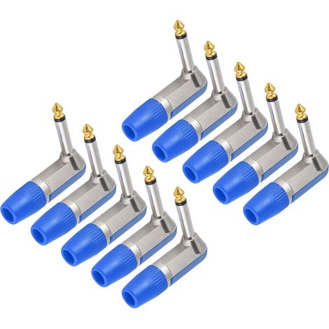 Lot de 10 fiches audio XLR 6,35 mm coudées, professionnelles, durables et résistantes à la corrosion, adaptateurs pour casque audio bleus (1/5)