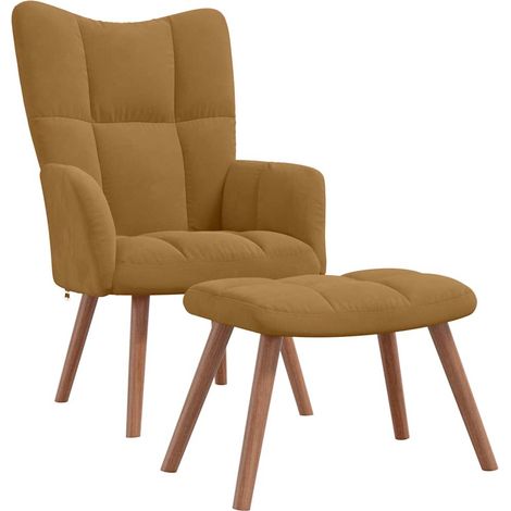 Maison Exclusive - Relaxsessel mit Hocker Braun Samt (1/5)