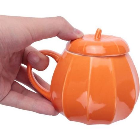 Tasse Citrouille - Céramique - 16 x 10 cm - Orange - Pour Café Thé Chocolat Chaud - 1 Pièce (1/4)